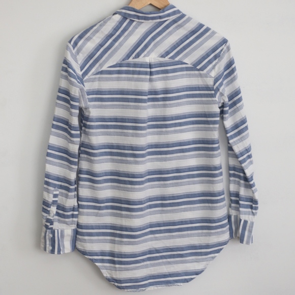 A New Day Striped Button Up Blue Blouse - Picture 4 of 8